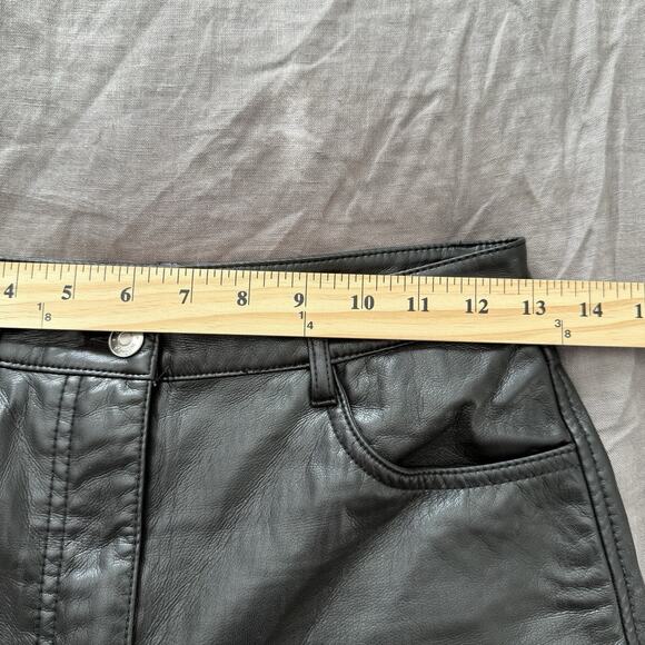 Aritzia Wilfred Faux Leather Pants Straight Leg Black Cropped Size 4 - Picture 4 of 10
